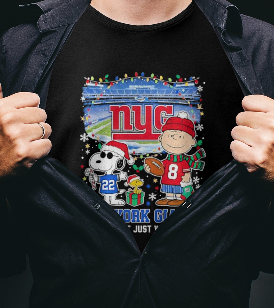 NYC Peanuts Snoopy Christmas New York Giants Forever Not Just When We Win T-Shirt