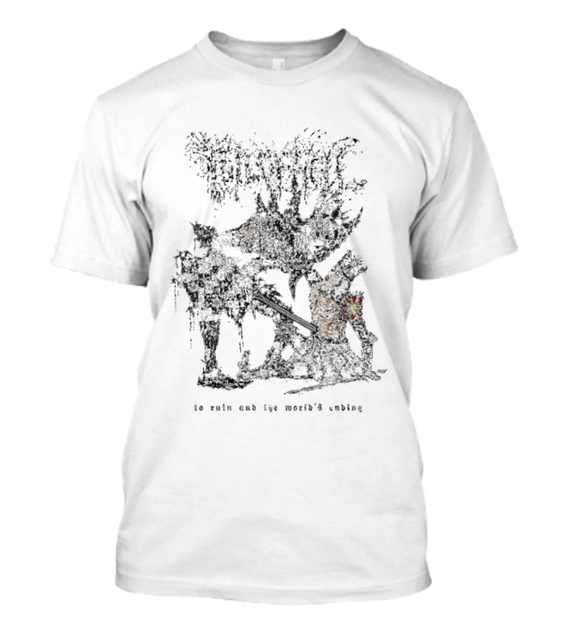 Full Of Hell To Ruin And The World’s Ending Chaotic Floral Skull Imagery T-Shirt