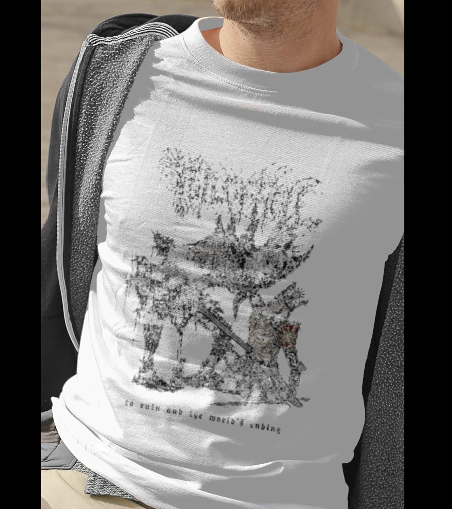 Full Of Hell To Ruin And The World’s Ending Chaotic Floral Skull Imagery T-Shirt