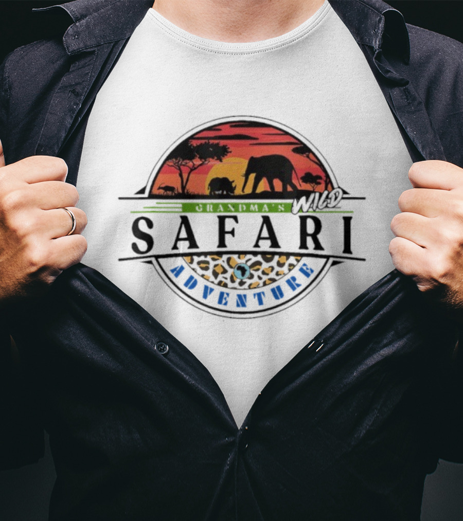 Grandma’s Wild Safari African Adventure Sunset Elephants Silhouette T-Shirt