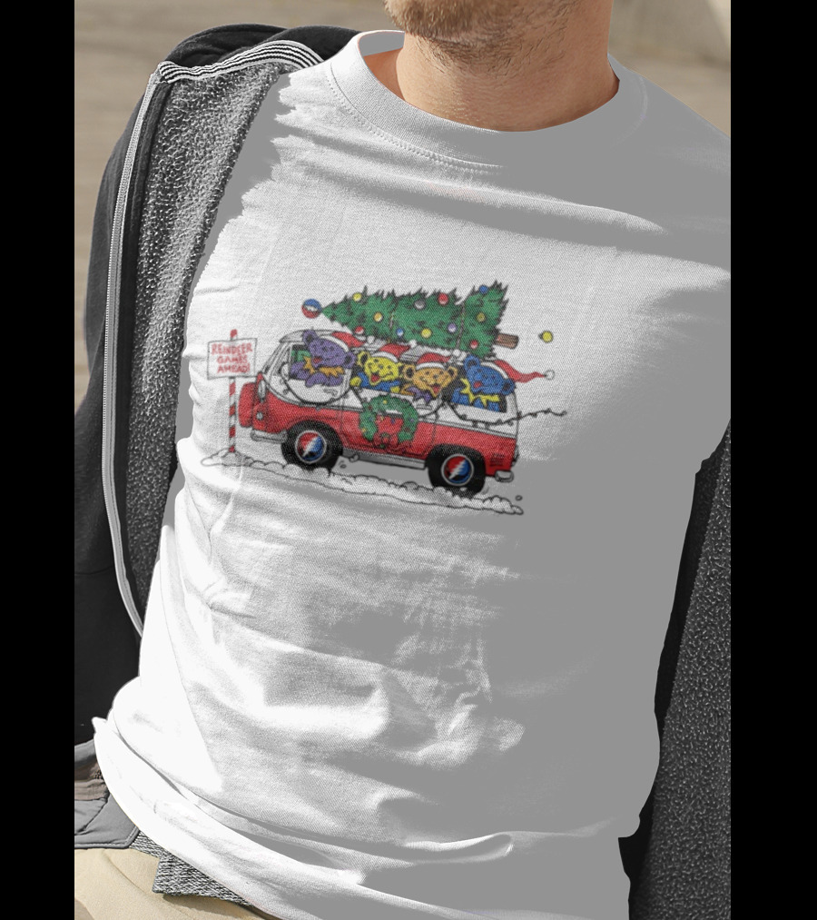 Grateful Dead Steal Your Face Bear Christmas Tree Bus T-Shirt