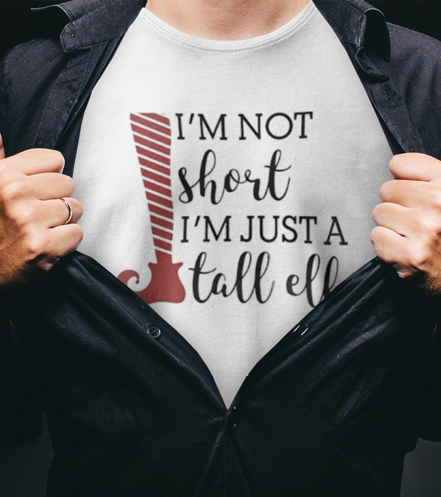 I'm Not Short I'm Just A Tall Elf Red Striped Bootleg T-Shirt