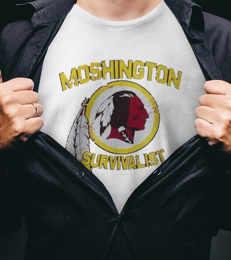 Moshington Survivalist Washington Commanders Logo Feather Emblem T-Shirt