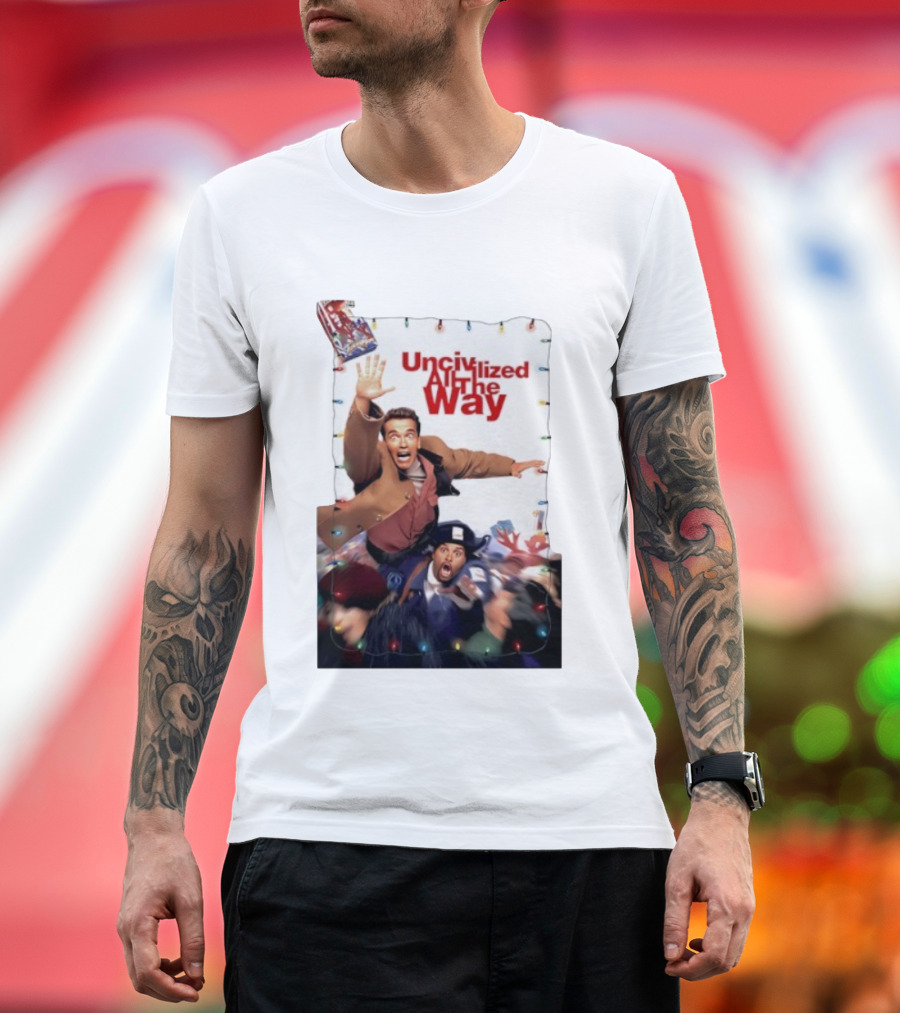 Uncivilized All The Way Turbo Man Christmas Chaos T-Shirt