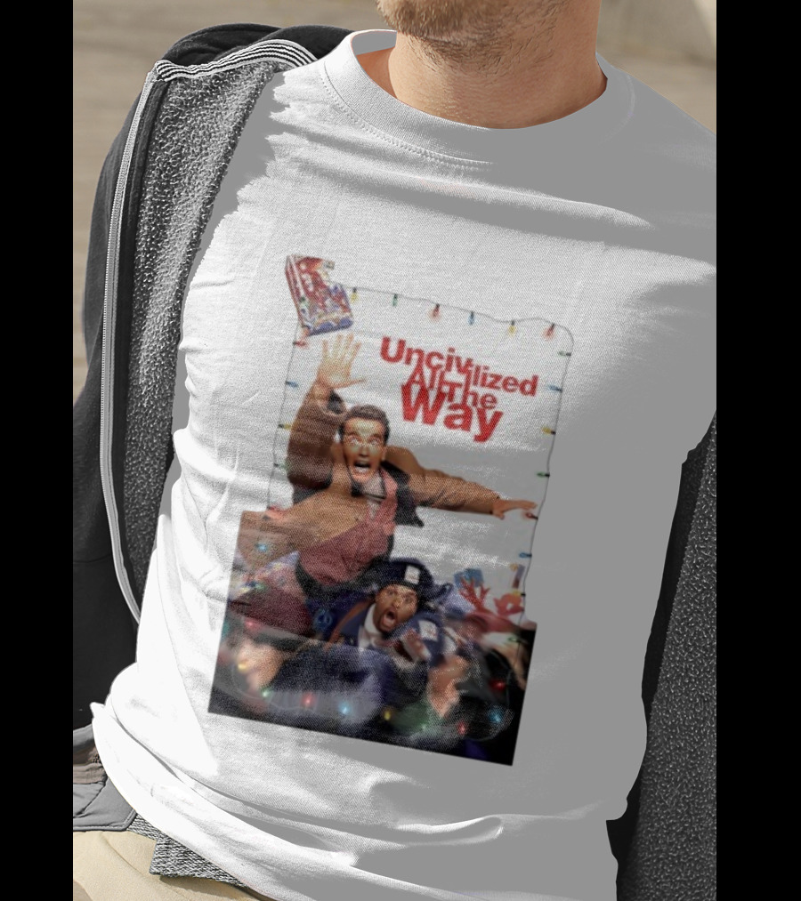 Uncivilized All The Way Turbo Man Christmas Chaos T-Shirt
