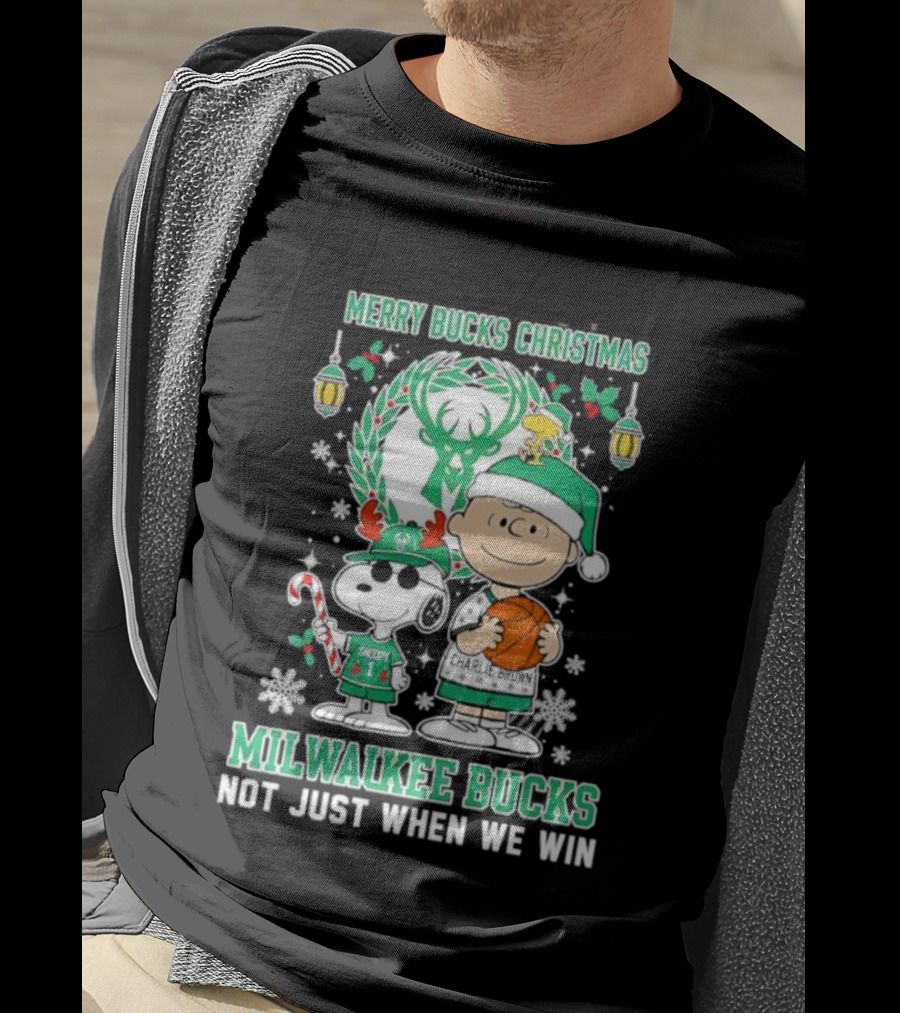 Merry Bucks Christmas Snoopy Milwaukee Bucks Forever Not Just When We Win T-Shirt