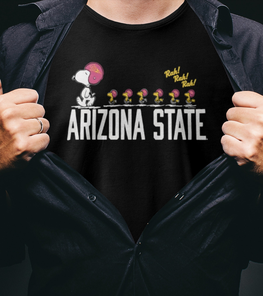 Peanuts Arizona State Football Snoopy Woodstock March Rock Bark Bark Bark T-Shirt