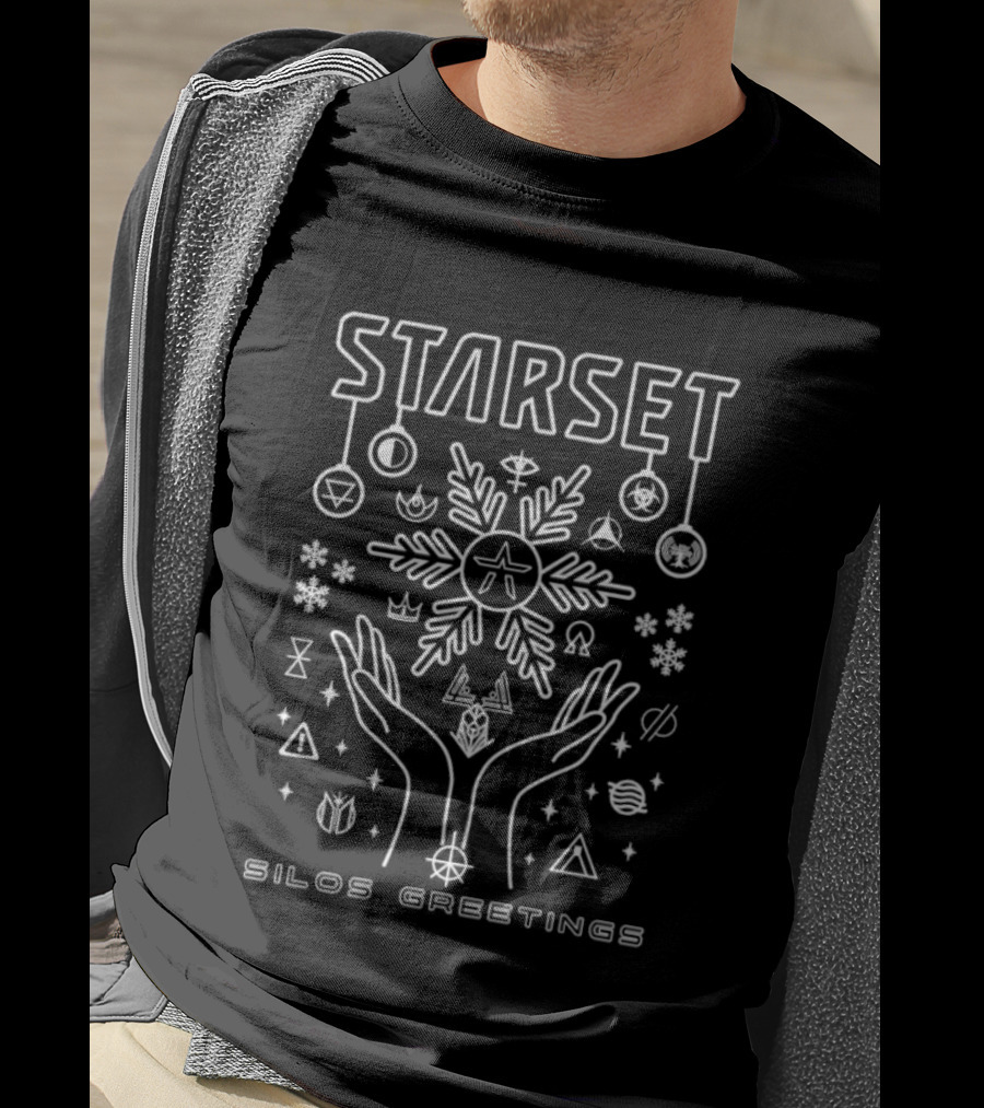 Starset Silos Greetings Holiday Christmas Snowflakes And Hands T-Shirt