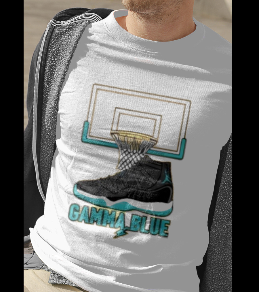Air Jordan 11 Gamma Blue Basketball Hoop Sneaker T-Shirt