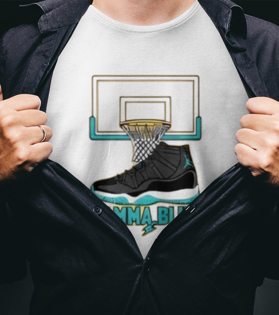 Air Jordan 11 Gamma Blue Basketball Hoop Sneaker T-Shirt
