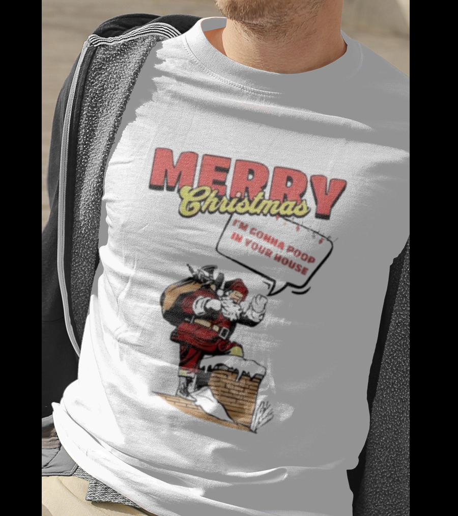 Cleveland Merry Christmas With Santa Climbing Down Chimney T-Shirt