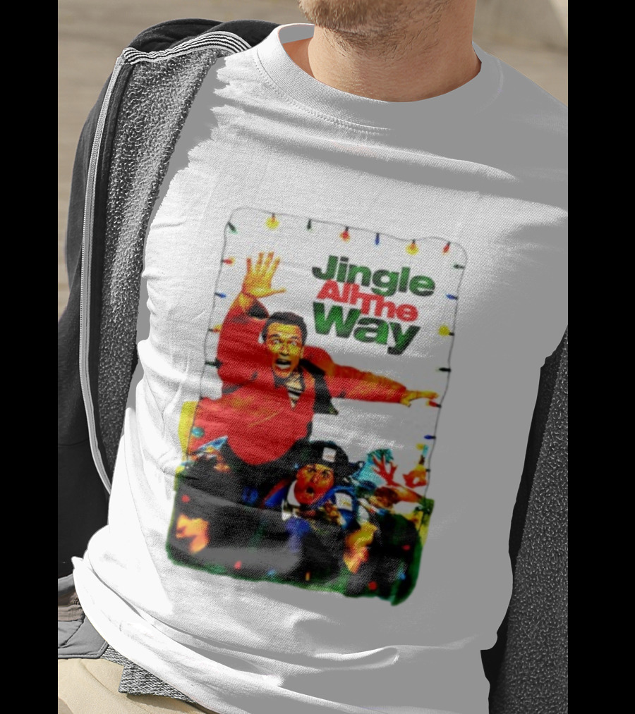 Jingle All The Way Movie With Characters And Holiday Lights T-Shirt