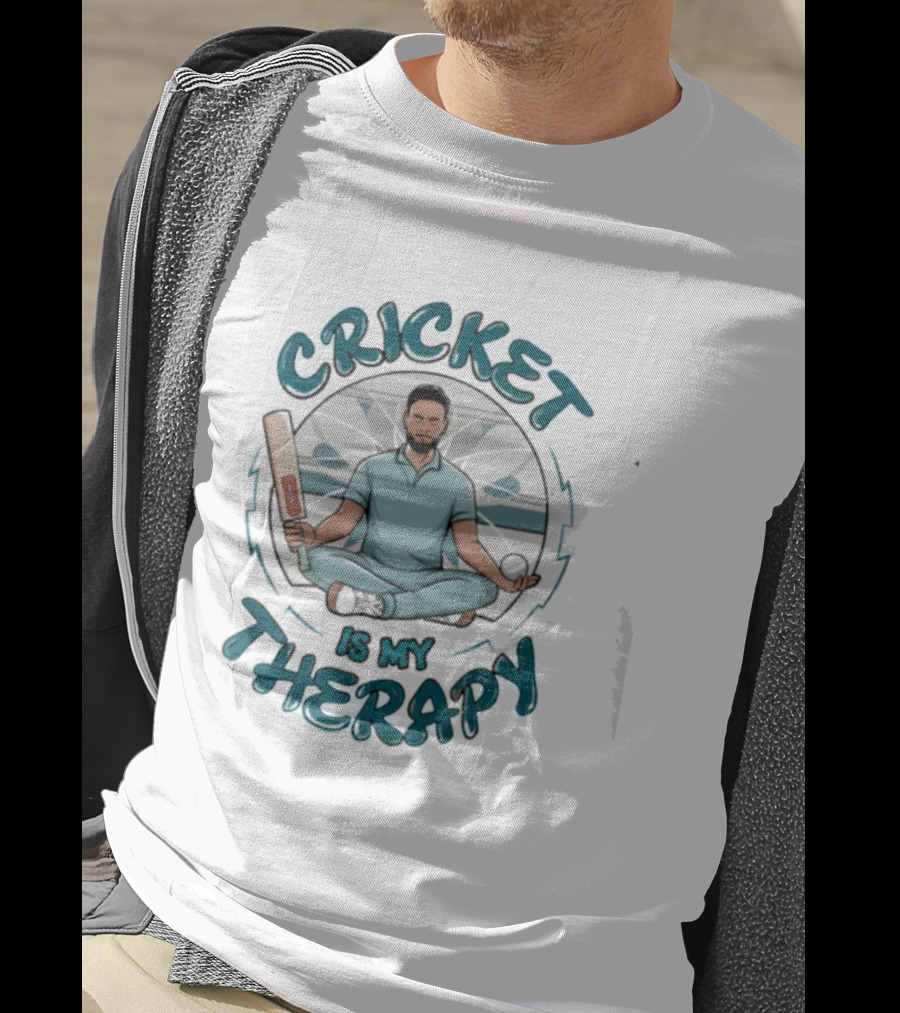 Cricket Is My Therapy Meditating Batsman Relaxation Sportsman T-Shirt