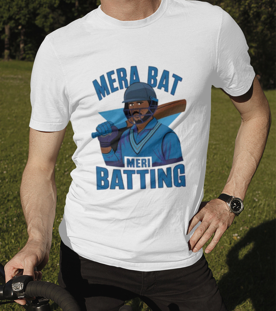 Mera Bat Meri Batting Cricket Player India T-Shirt