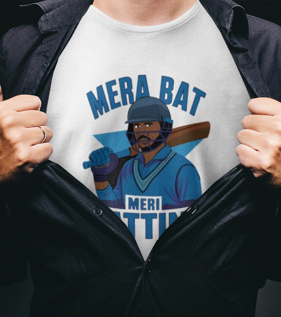 Mera Bat Meri Batting Cricket Player India T-Shirt