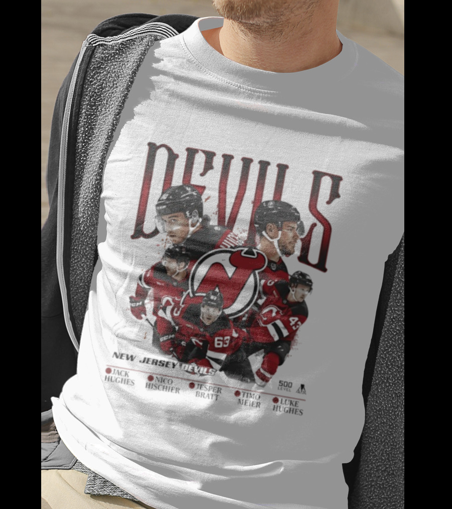 New Jersey Devils Jack Hughes Nico Hischier Jesper Bratt Timo Meier Luke Hughes 5 Stars T-Shirt
