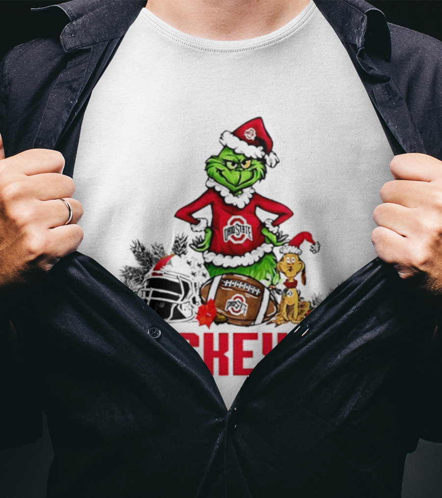 Ohio State Buckeyes Christmas Grinch And Max Dog T-Shirt