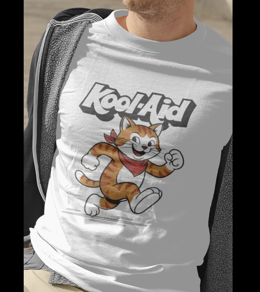 Kool-Aid Orange Cat Red Bandana Playful Pounce T-Shirt