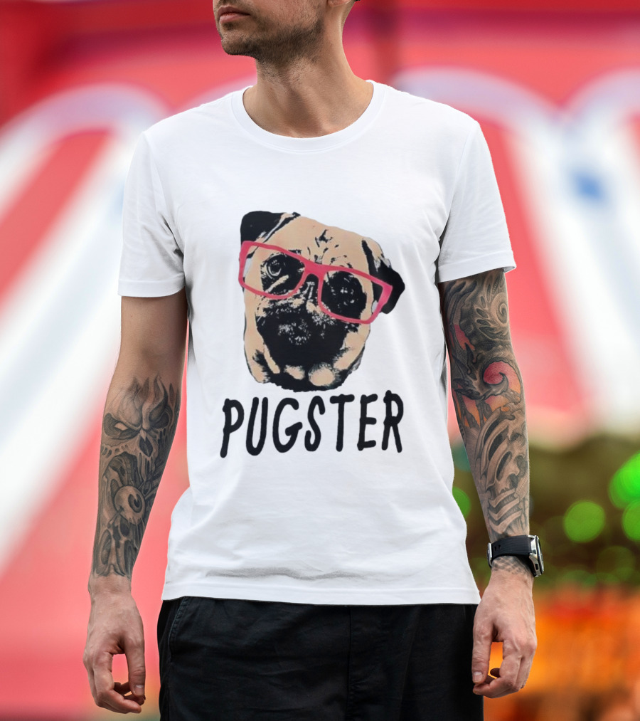 Pugster Pug Dog Pink Glasses T-Shirt