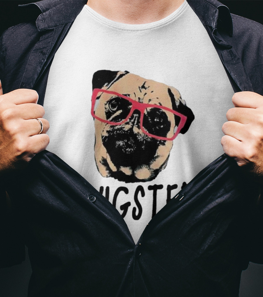 Pugster Pug Dog Pink Glasses T-Shirt