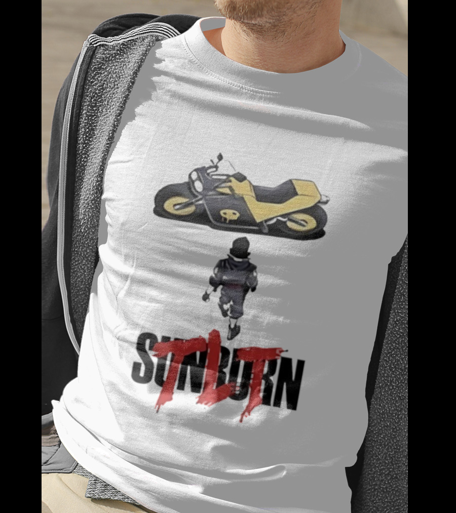 Sunburn TLT Motorcycle Rider With Retro Style Graphics T-Shirt