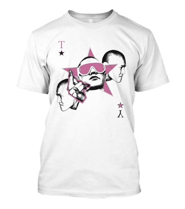 Taeyong Playing Card Pink Star Design With Sunglasses And Hand Gesture T-Shirt