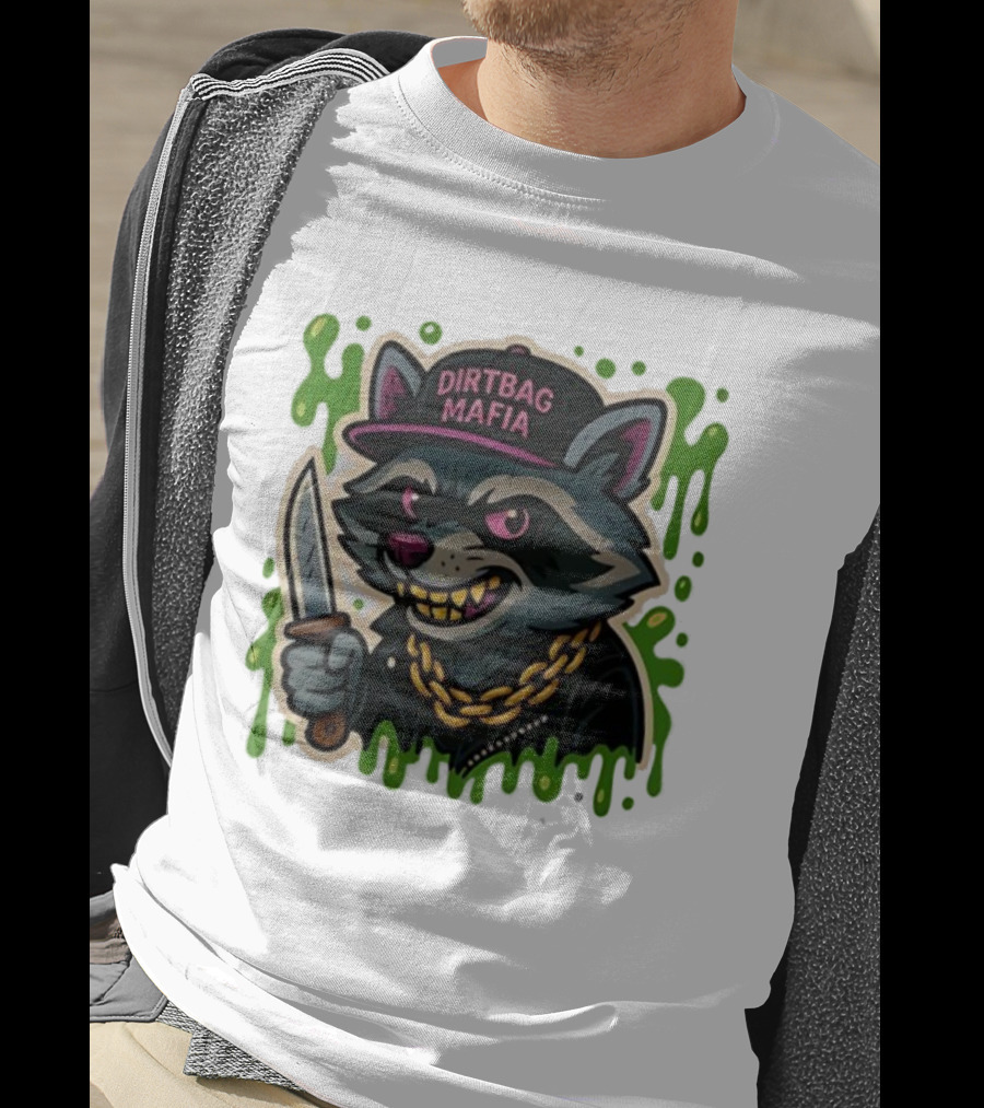 Trash Panda Dirtbag Mafia Hat Knife Chain T-Shirt
