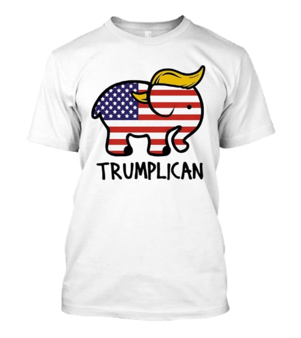 Trumplican Baby Onesie American Flag Elephant With Hair Style T-Shirt