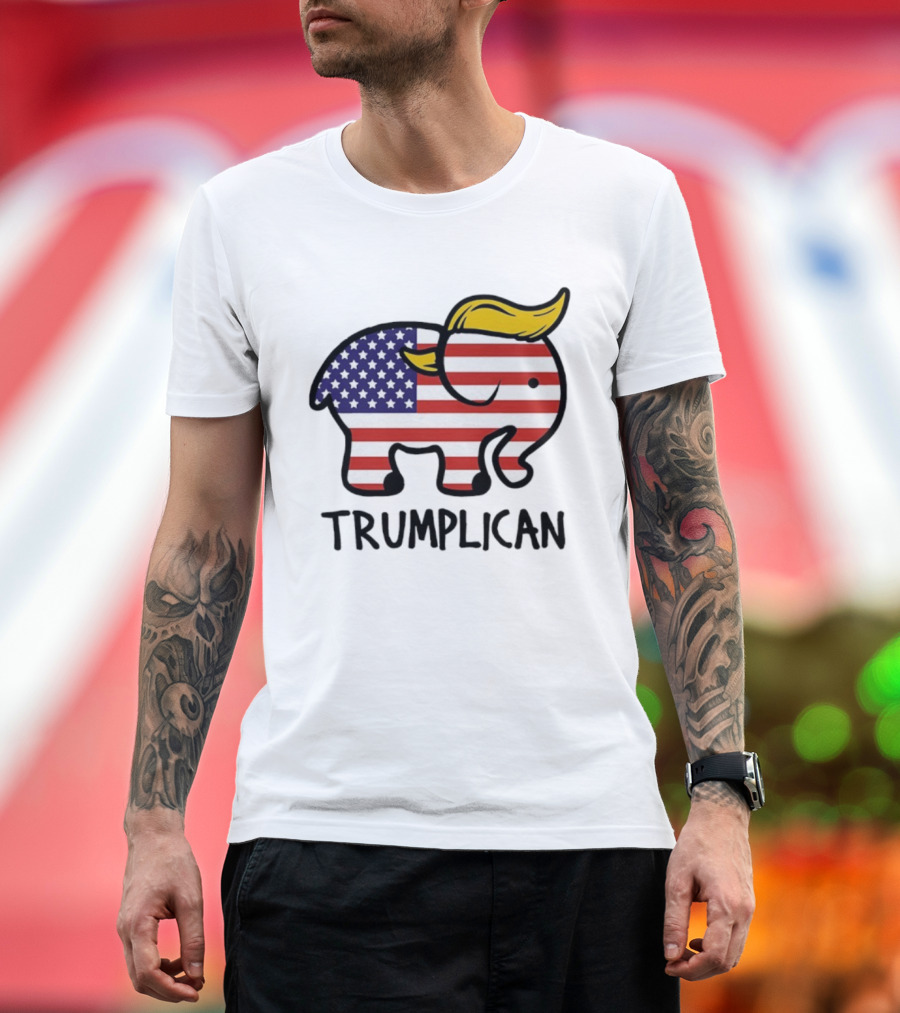 Trumplican Baby Onesie American Flag Elephant With Hair Style T-Shirt