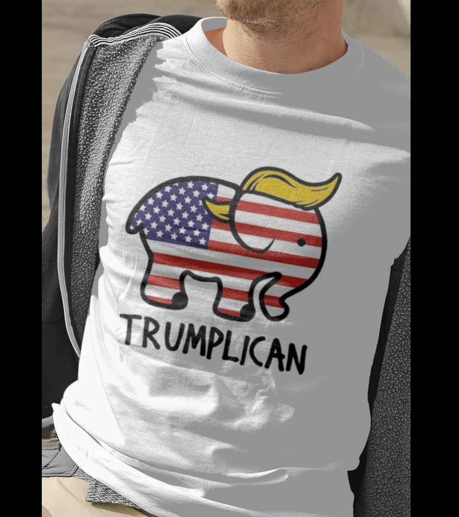 Trumplican Baby Onesie American Flag Elephant With Hair Style T-Shirt