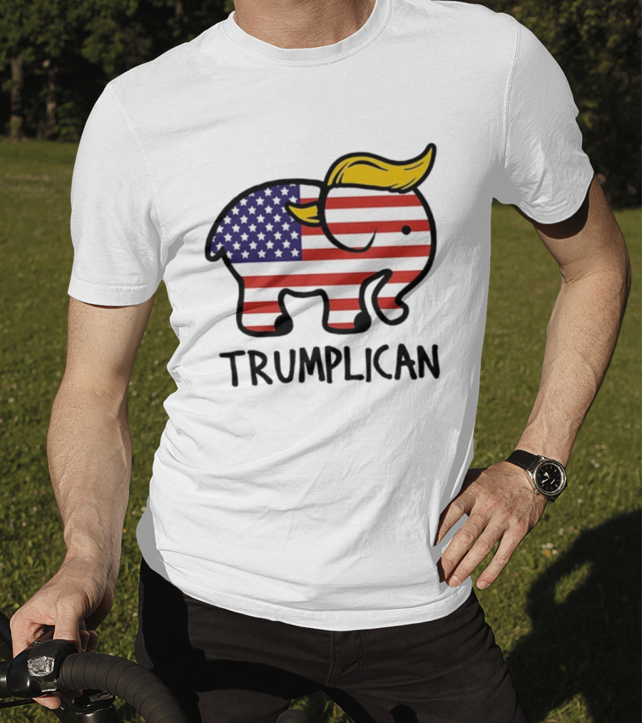 Trumplican Baby Onesie American Flag Elephant With Hair Style T-Shirt