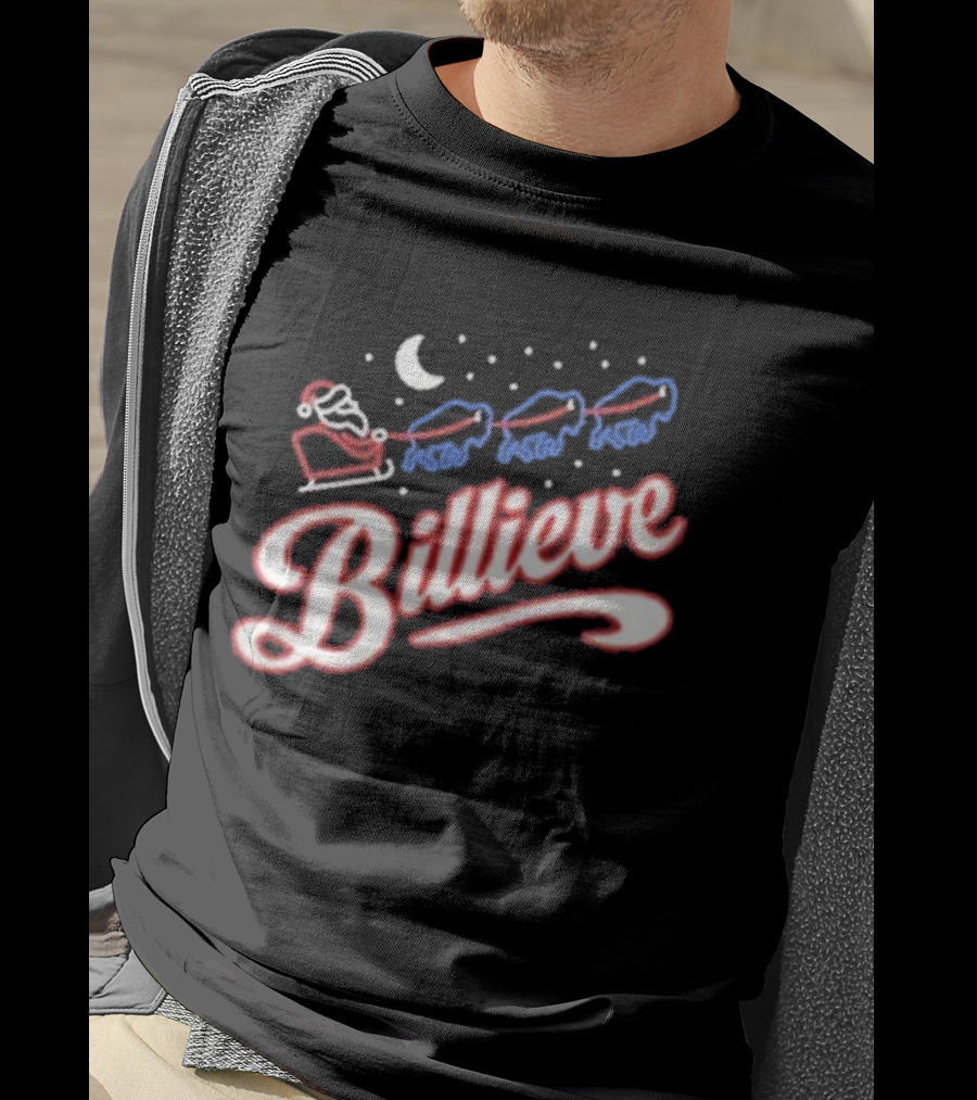 Buffalo Bills Billieve Christmas Santa Reindeer Sleigh T-Shirt