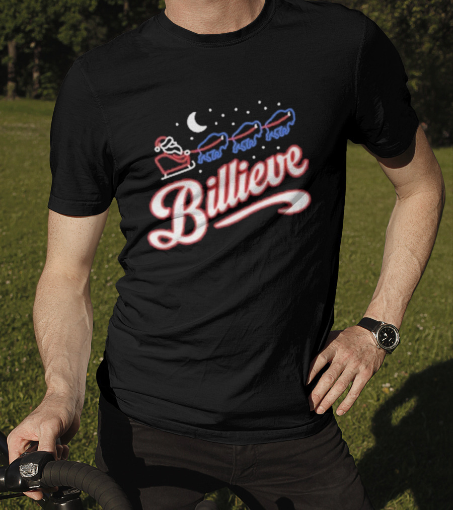 Buffalo Bills Billieve Christmas Santa Reindeer Sleigh T-Shirt