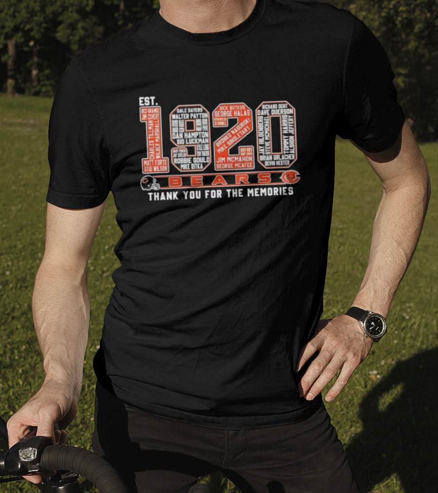 Chicago Bears Est 1920 Thank You For The Memories NFL Team Players And Coaches List T-Shirt