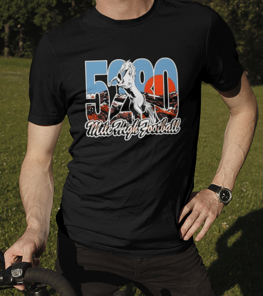 Mile High Football 5280 Horse Broncos Theme T-Shirt