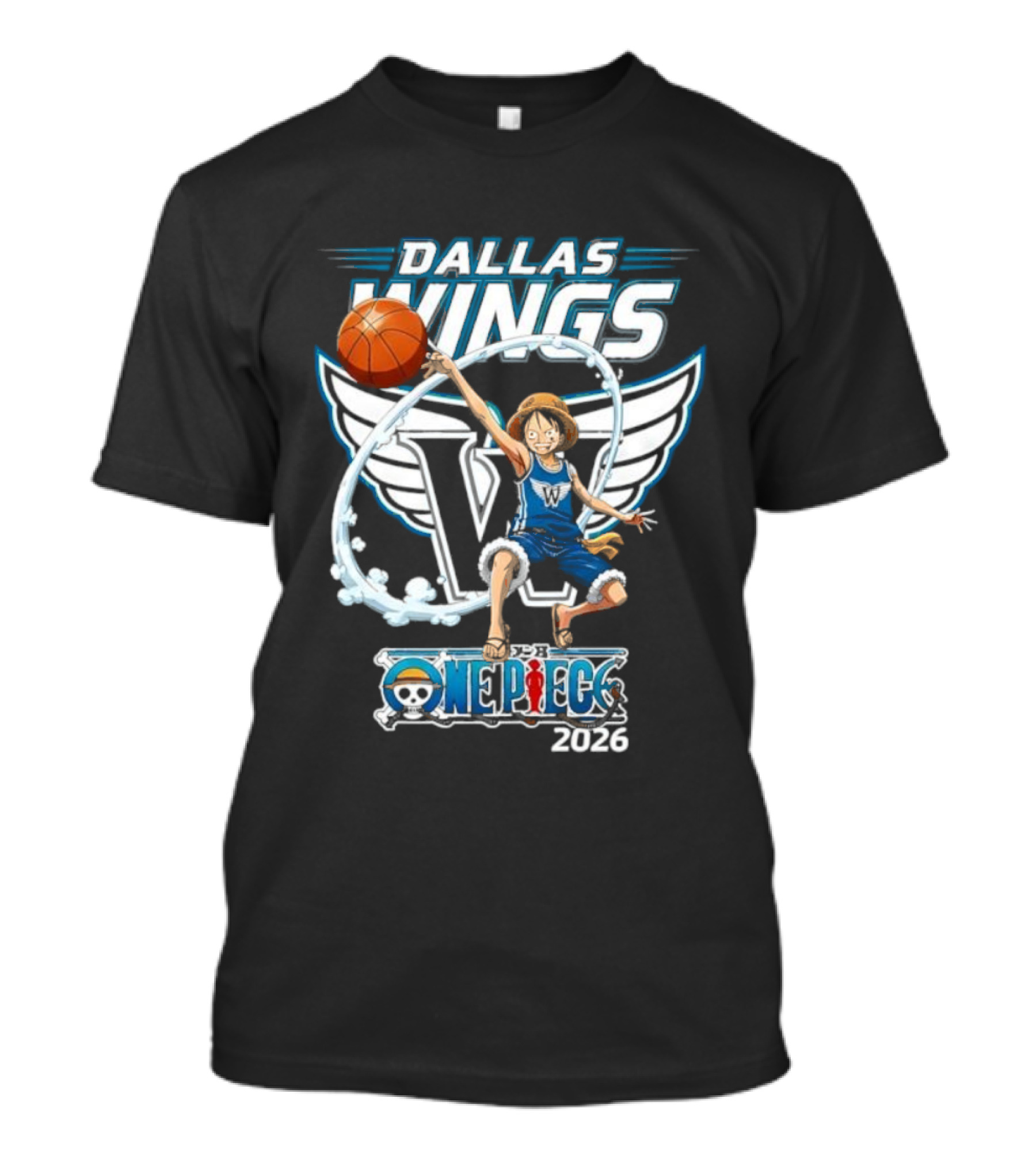 Dallas Wings One Piece 2026 Crossover Basketball Anime Collaboration T-Shirt