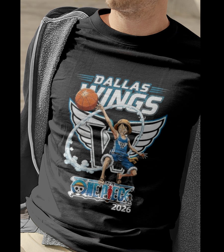 Dallas Wings One Piece 2026 Crossover Basketball Anime Collaboration T-Shirt