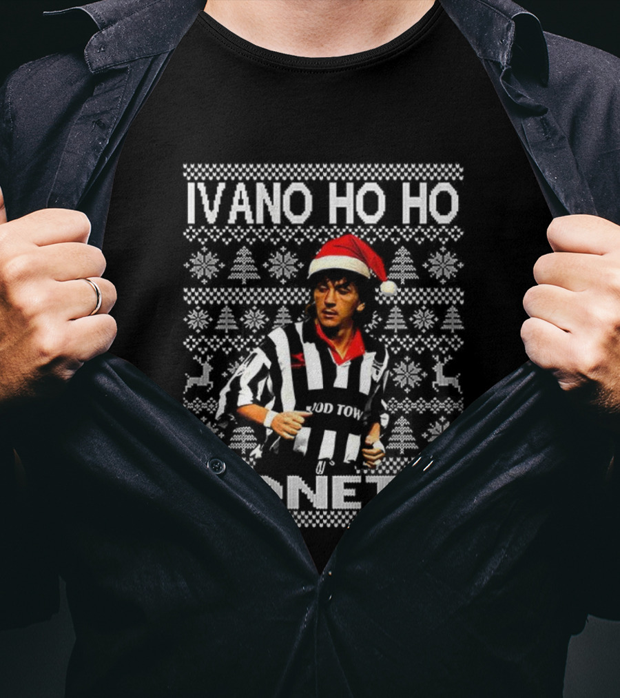 Ivano Ho Ho Bonetti Grimsby Town Santa Hat Ugly Christmas T-Shirt