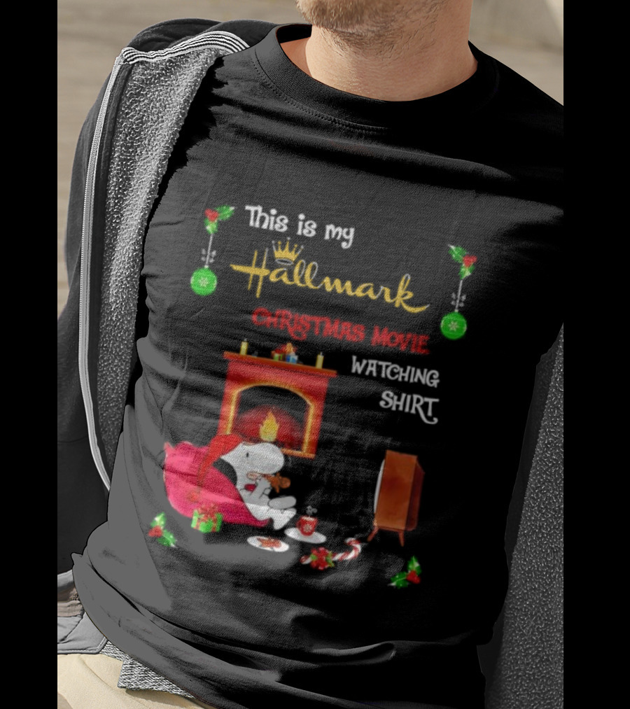 Hallmark Christmas Movie Ing With Snoopy By The Fireplace T-Shirt