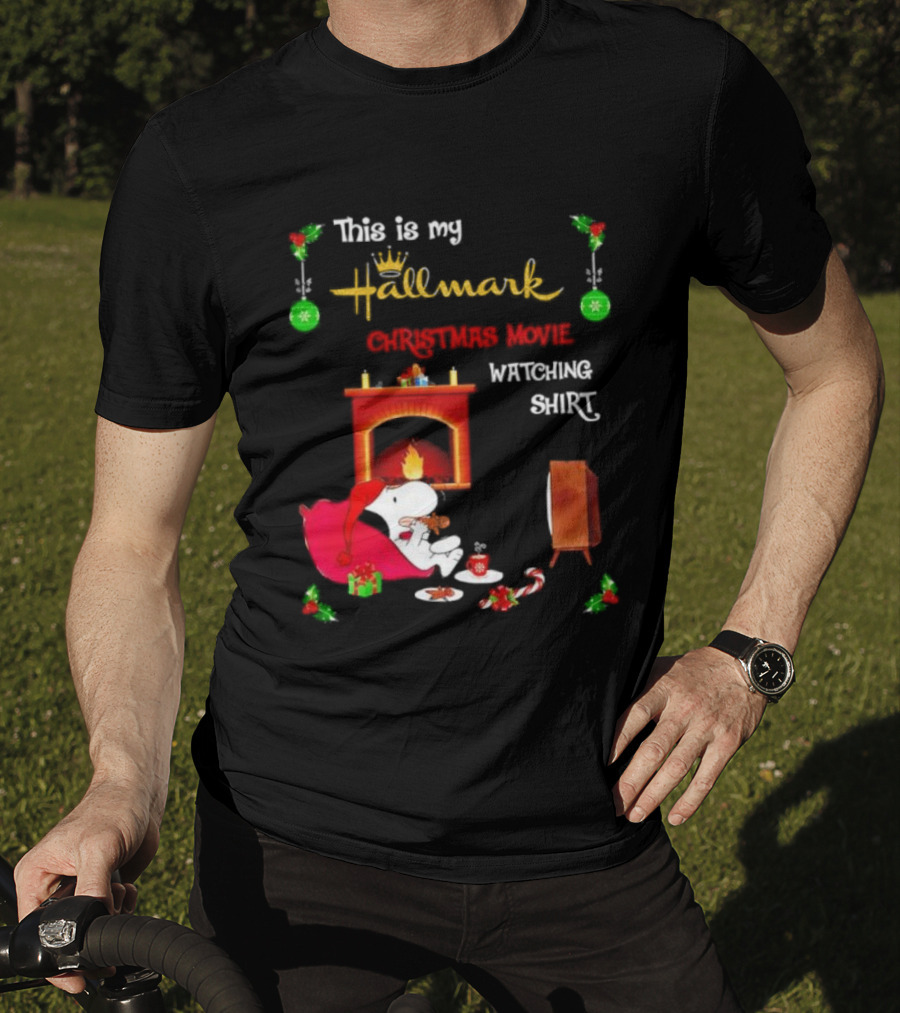 Hallmark Christmas Movie Ing With Snoopy By The Fireplace T-Shirt