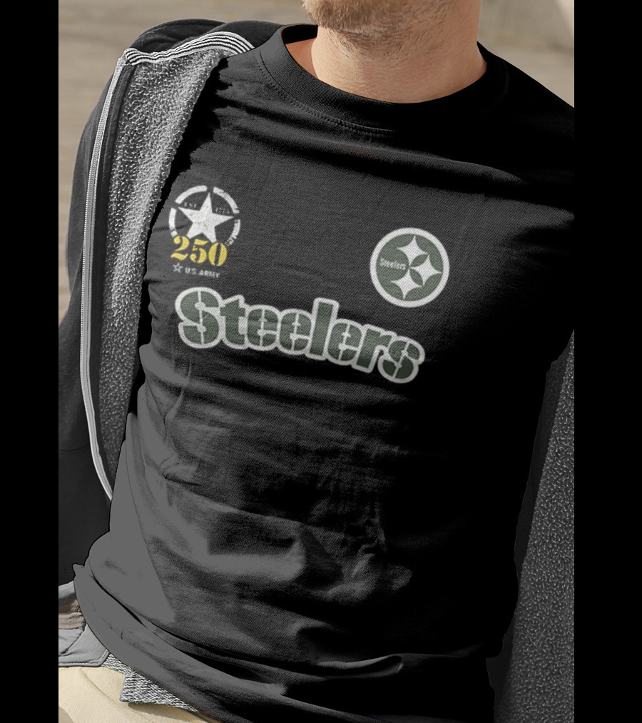 Pittsburgh Steelers US Army 250 Years Anniversary Star Emblem T-Shirt