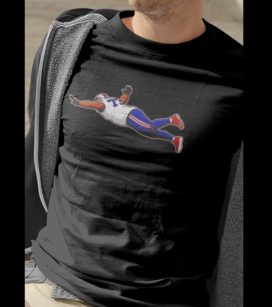 Super Josh Buffalo Bills Number 75 Football Player Flying Pose T-Shirt