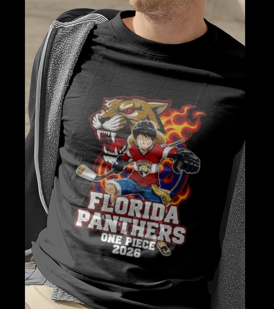 Florida Panthers One Piece Luffy Hockey 2026 Crossover T-Shirt