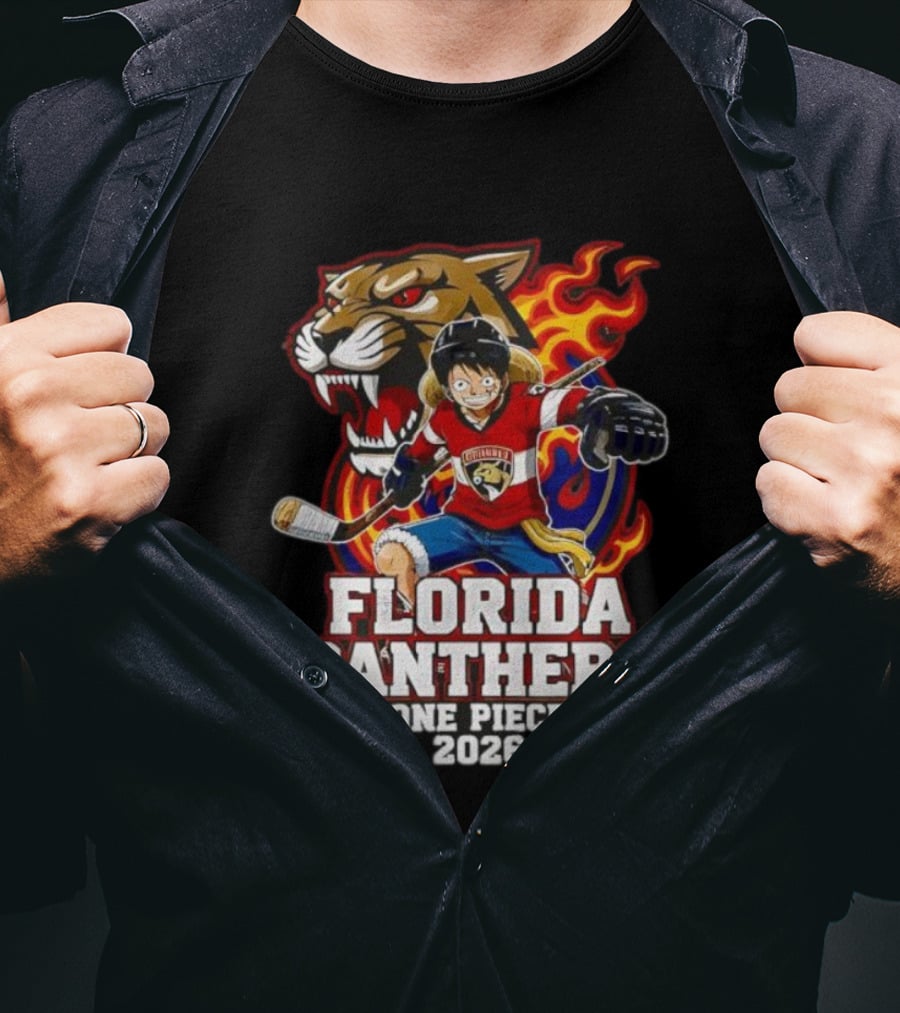 Florida Panthers One Piece Luffy Hockey 2026 Crossover T-Shirt
