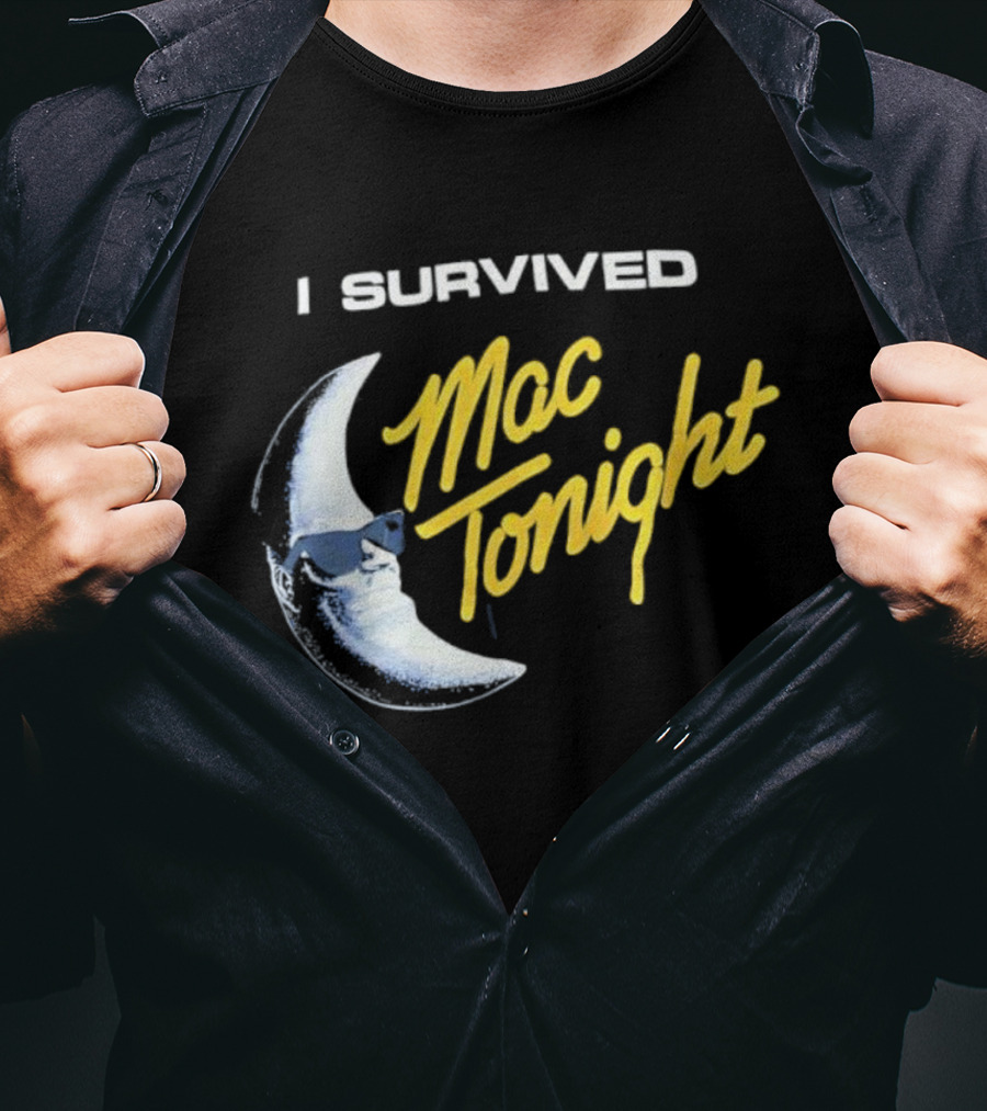 I Survived Mac Tonight Retro 80s Moon Man Icon Nostalgia T-Shirt