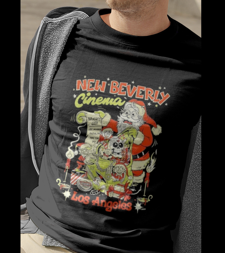 New Beverly Cinema Los Angeles Christmas Santa With Gifts T-Shirt