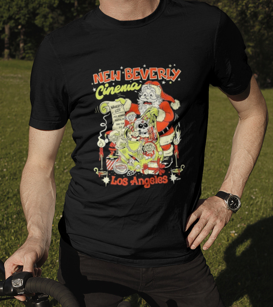 New Beverly Cinema Los Angeles Christmas Santa With Gifts T-Shirt