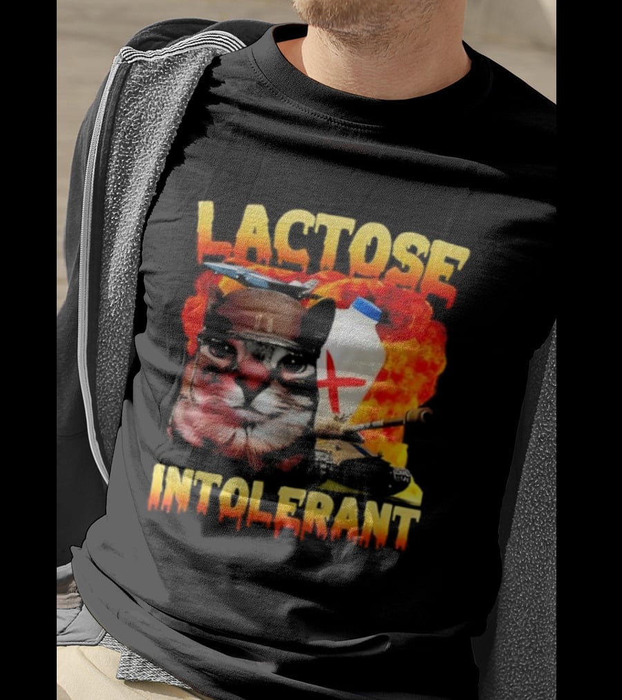 Lactose Intolerant Cat Meme Funny Saying For Cat Lovers T-Shirt