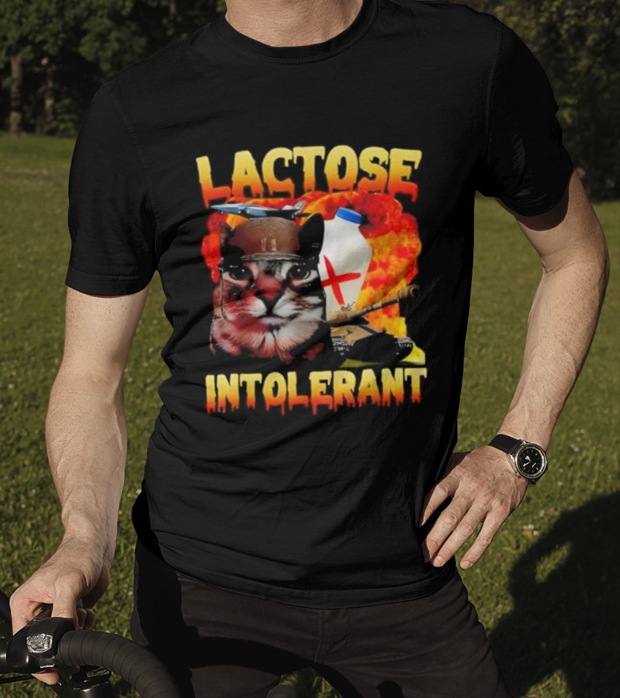 Lactose Intolerant Cat Meme Funny Saying For Cat Lovers T-Shirt