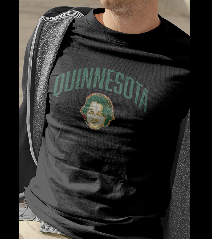 Quinnesota Curved Face NHL Tribute Minnesota Wild Quinn Hughes T-Shirt